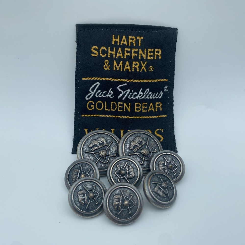 Jack Nicklaus Golf Blazer Button Set 8pc Silver Tone Waterbury USA Sport Coat